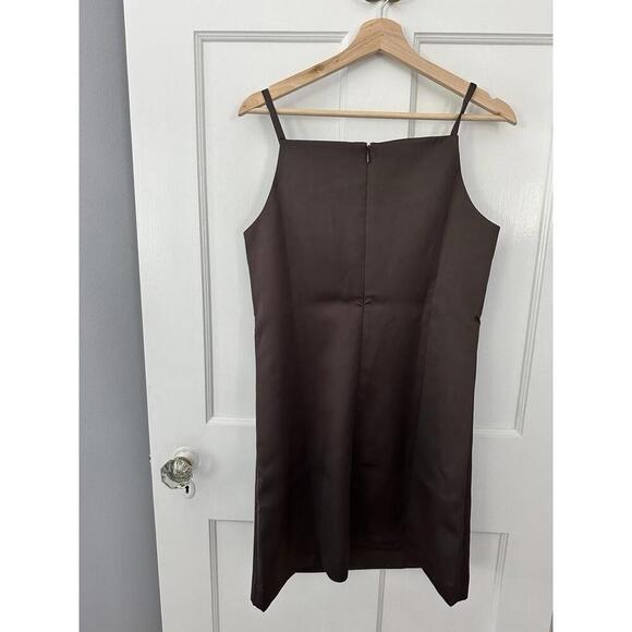 Tuckernuck Chocolate Brown Satin Lara Mini Dress $198 NWT Size 8 Medium Sold Out - Picture 3 of 4
